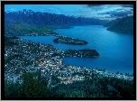 Queenstown, Nowa Zelandia, Panorama, Nocą