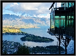 Restauracja, Skyline Queenstown, Chmury, Góry, Remarkables Mountains, Jezioro Wakatipu, Queenstown, Nowa Zelandia