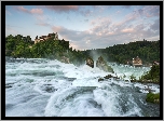 Wodospad Rheinfall, Rzeka Ren, Skała, Zamek Laufen, Neuhausen am Rheinfall, Kanton Szafuza, Szwajcaria