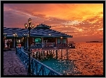 Restauracja, Malediwy, Wyspa, Ocean, Zachód, Słońca