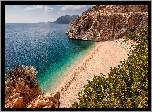 Turcja, Morze, Plaża, Kaputaş Beach, Skały, Góry, Roślinność