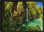Chorwacja, Plitvice, Park Narodowy Jezior Plitwickich, Wodospad, Jezioro, Rośliny