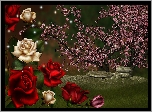 Róże, Ogród, Grafika, 3D