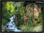 Ruina, Kamienny, Dom, Potok, Drzewa, Góry