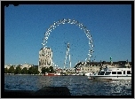 Rzeka, Tamiza, Statek, London Eye, Londyn