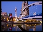 Rzeka, Irwell, Most, Manchester, Miasto, Nocą
