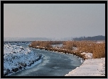 Rzeka, Trawa, Śnieg, Zima