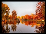 Rzeka, Most, Park, Jesień