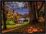 Rzeka, Most, Park, Jesień