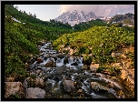 Park Narodowy Mount Rainier, Rzeka, Kamienie, Góry, Szczyt Mount Rainier, Stan Waszyngton, Stany Zjednoczone