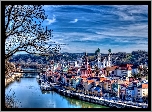 Rzeka, Panorama, Miasta, Passau, Niemcy