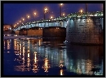 Rzeka, Newa, Most, Petersburg, Nocą