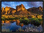 Stany Zjednoczone, Arizona, Góry, Goldfield Mountains, Rzeka, Salt River, Roślinność, Chmury