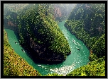 Rzeka Jangcy, Meander, Wzgórza, Statki,  Chiny