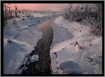 Zima, Rzeka Usolka, Drzewa, Kraj Permski, Rosja
