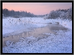 Zima, Rzeka, Drzewa, Mróz, Szron, Karelia, Rosja
