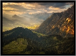 Góry, Alpy Salzburskie, Pasmo Tennengebirge, Oświetlona, Światłem, Słonecznym, Dolina, Salzburg, Austria