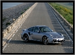 Srebrny, Samochód,  Porsche,  911, Turbo, Droga, 
