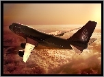 Samolot, Boeing, 747, Chmury