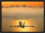 Samolot, Pasażerski, Chmura, Boeing 747