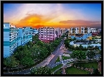 Singapur, Panorama, Miasta, Zachód, Słońca
