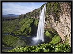 Skała, Łąki, Wodospad Seljalandsfoss, Islandia