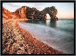 Anglia, Hrabstwo Dorset, Morze, Wybrzeże Jurajskie, Plaża, Skały, Łuk skalny, Durdle Door
