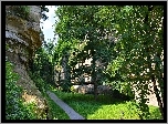 Skały, Drzewa, Ścieżka, Lato
