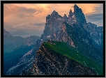 Włochy, Góry, Dolomity, Szczyt, Seceda, Południowy Tyrol, Skały