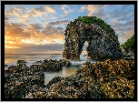 Skały, Atrakcja turystyczna, Horse Head Rock, Morze, Zachód słońca, Nowa Południowa Walia, Australia