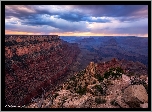 Stany Zjednoczone, Kolorado, Park Narodowy Wielkiego Kanionu, Grand Canyon, Skały, Chmury, Drzewa