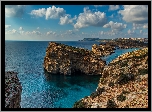 Skały, Morze, Chmury, Błękitna Laguna, Malta