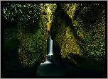 Skały, Wodospad, Upper Chasm Falls, Mech, Roślinność, Tasmania, Australia