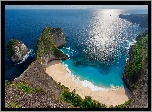 Skały, Wybrzeże, Zatoka, Plaża Kelingking, Morze, Ocean Indyjski, Wyspa Penida, Prowincja Bali, Indonezja
