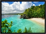 Morze, Plaża, Skały, Drzewa, Roślinność, Chmury, Wyspa Siquijor, Plaża Salagdoong, Filipiny