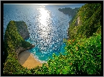 Morze, Wybrzeże, Skały, Plaża, Roślinność, Wyspa Nusa Penida, Prowincja Bali, Indonezja