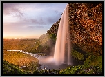 Skały, Wodospad Seljalandsfoss, Rzeka Seljalandsa, Islandia