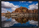Skały, Granite Dells, Jezioro, Watson Lake, Prescott, Arizona, Stany Zjednoczone
