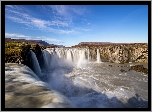 Skały, Wodospad Godafoss, Rzeka, Tęcza, Islandia