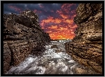 Australia, Sydney, Little Bay, Ocean Spokojny, Skały, Zachód słońca
