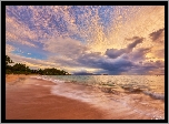 Hawaje, Wyspa Maui, Morze, Chmury, Plaża Makena, Wschód słońca