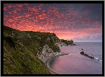 Anglia, Wybrzeże Jurajskie, Men Of War Bay, Morze, Zachód słońca