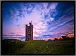 Anglia, Broadway Tower Country Wzgórza Cotswolds, Wieża, Wschód słońca