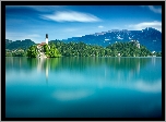 Słowenia, Jezioro Bled, Kościół, Góry, Las