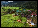 Tajlandia, Prowincja Mae Hong Son, Miejscowość, Mae La Noi, Domy, Pola, Góry, Lasy, Drzewa