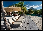 Polinezja Francuska, Bora Bora, Góra, Leżaki, Parasole, Palmy, Wakacje
