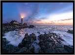 Stany Zjednoczone, Stan Maine, Latarnia morska Portland Head Light, Skały, Morze