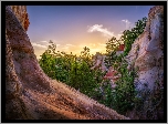 Stany Zjednoczone, Stan Georgia, Park stanowy Providence Canyon, Góry, Skały, Drzewa
