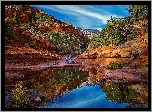 Stany Zjednoczone, Stan Arizona, Park stanowy Slide Rock, Kanion, Rzeka, Skały, Drzewa