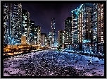 Stany Zjednoczone, Chicago, Miasto, Noc, Rzeka